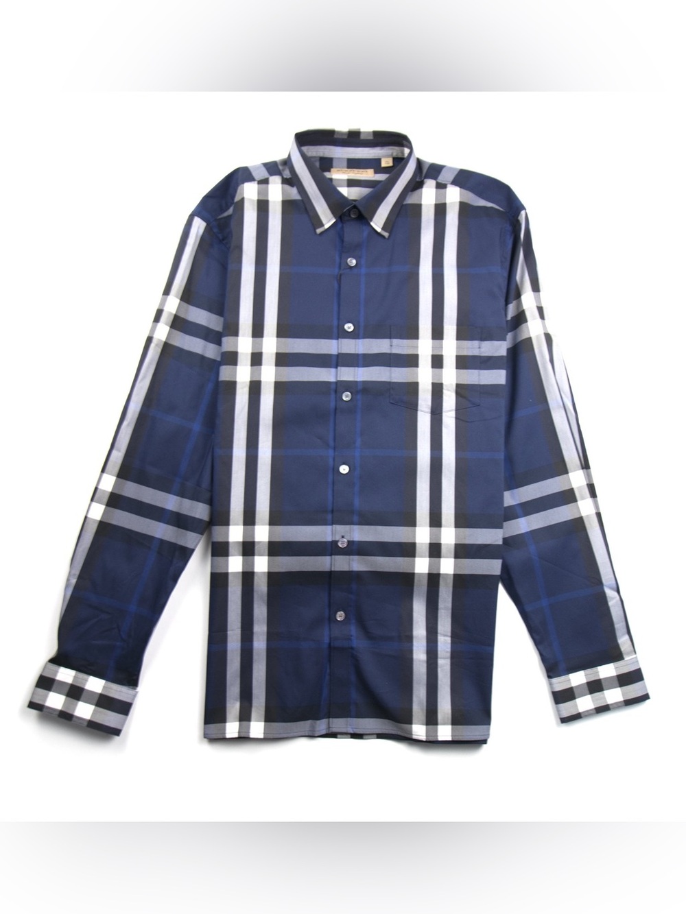Burberry Navy Check Slim Button Up